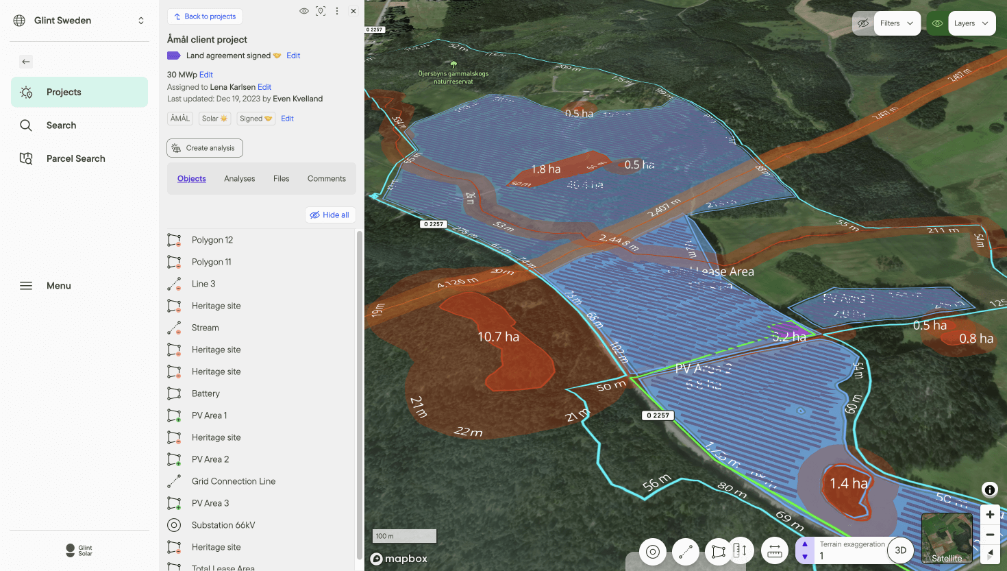 Preliminary Agri-PV design and yield analysis in Glint Solar