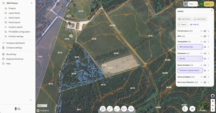 Hydrology and topographic contour data
